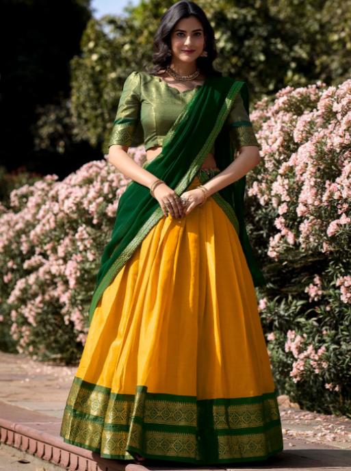 Indian Designer Kanjivaram Lehenga Dupatta Set Wedding Wear Lehenga Choli Dress