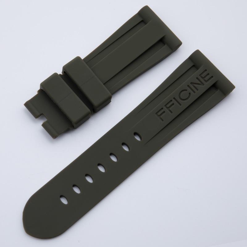Soft Black Blue Orange Nature Rubber Silicone 26mm Watch Band for Panerai Strap Black Blue Red Orange With Tang Pin Buckle
