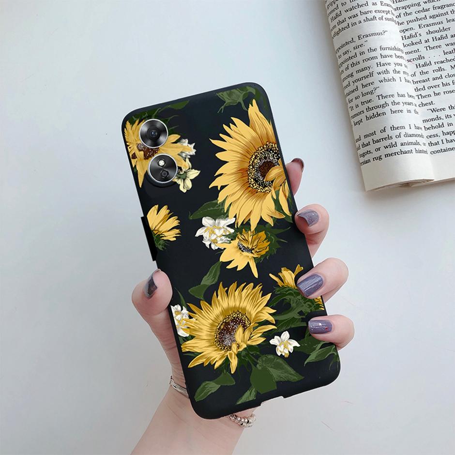 For OPPO A17 Phone Case CPH2477 Flower Butterfly Casing TPU Soft Silicone Back Cover for Oppo A17 A 17 Shell OppoA17 Bumper Capa
