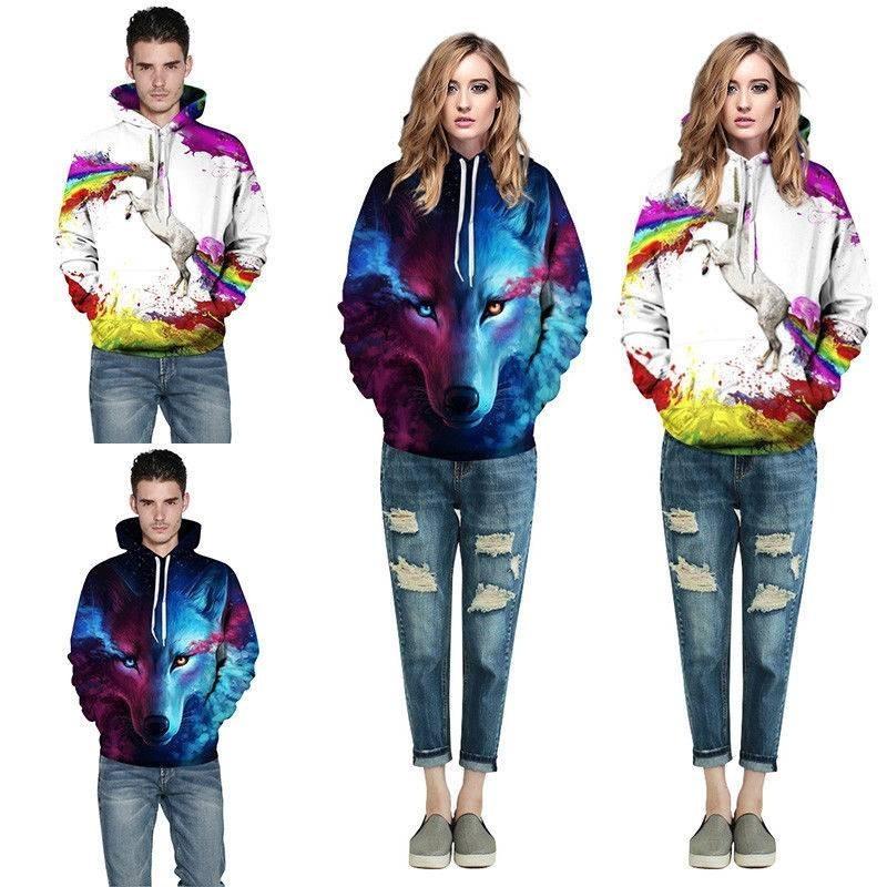 Vibrant Skull Print Digital Pullover Hoodie For Men Comfortable Loose Fit