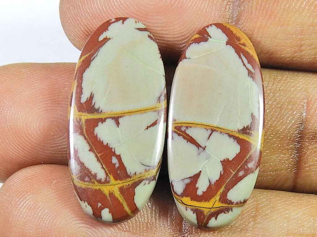 26Cts. Natural Noreena Jasper (13mm X 28mm Each) Oval Cabochon Match Pair SK-2711