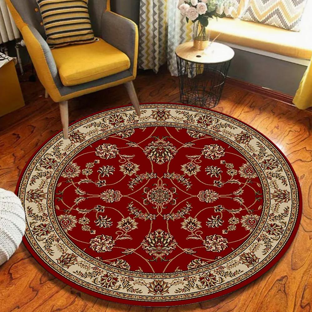 Premium Border Circular Carpet Bohemian Ethnic Style Rug Indoor Bedroom Living Room Soft Decorative Door Mat