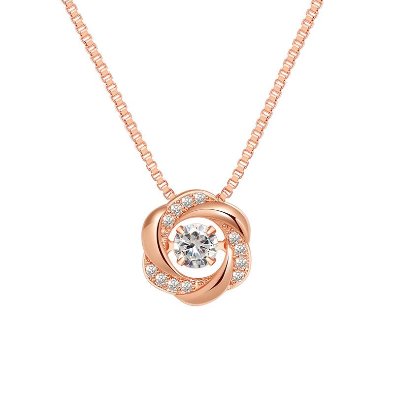 Petals Dancing Pendant Necklace, Korean Version of High-end Beating Heart Rose Smart Necklace