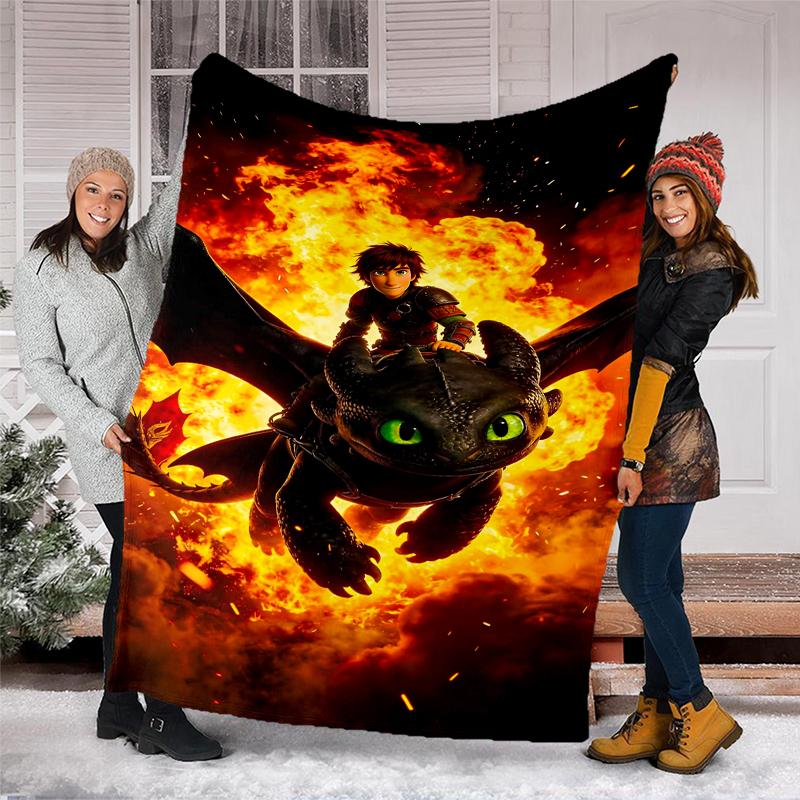 Dragon Theme Printed Blanket Perfect For Couch Bed Travel Outdoor Use Machine Washable Cozy Durable
