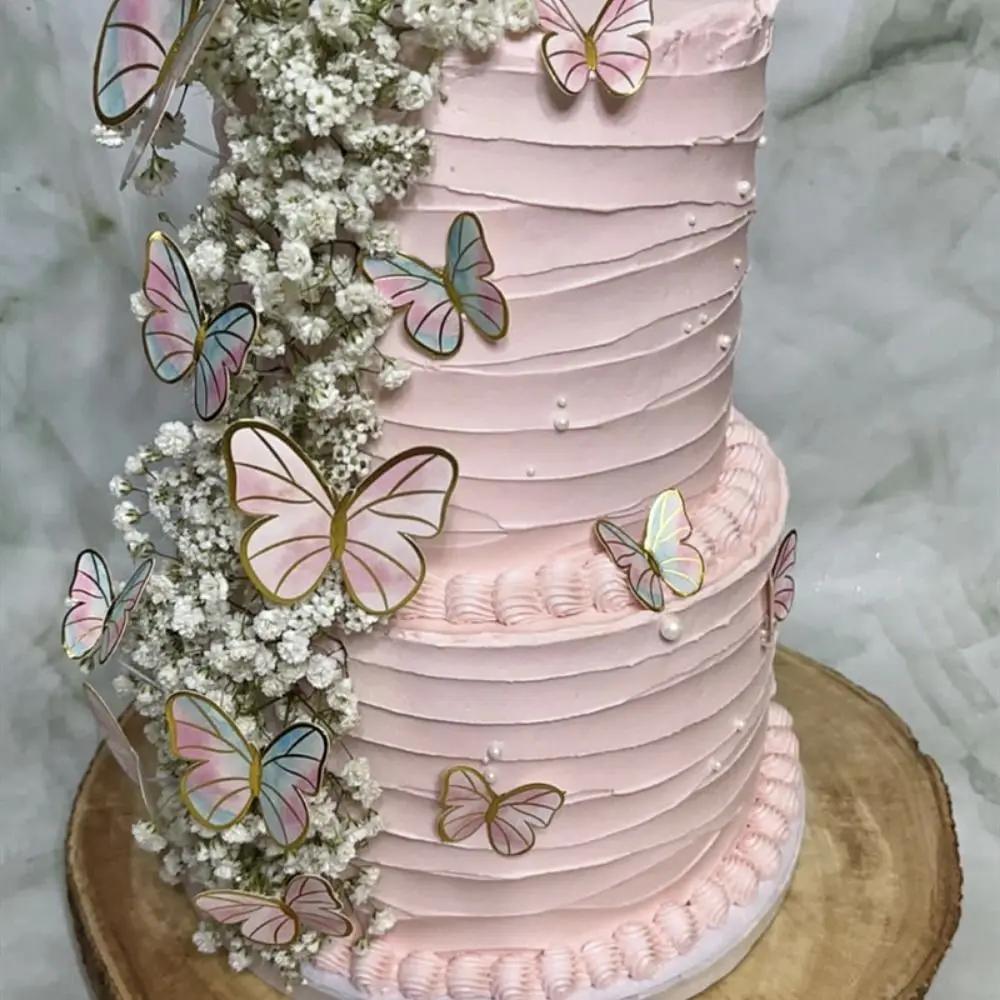 1Sheet Happy Birthday Sequins Butterfly Cake Topper Cake Decoration Simulation Butterflies Wedding Cake Decorating Supplies