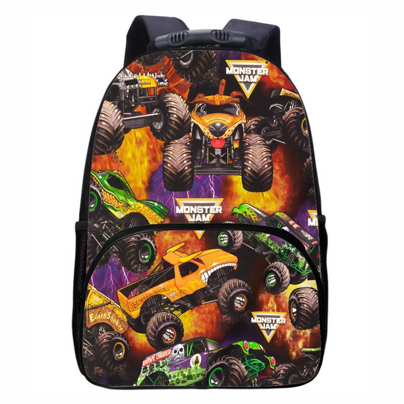 Monster Jam Truck, Round Front Bag Backpack for Primary, Secondary, and High School Students, Male and Female Backpacks