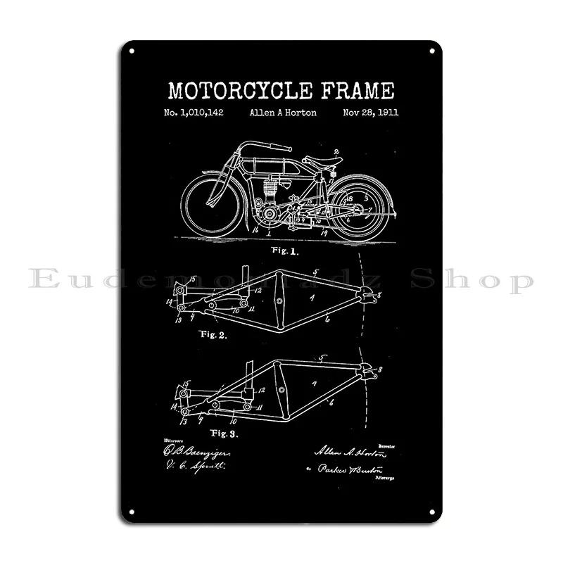 Vintage Blueprint Motorcycle Frame Metal Sign Pub Plates Design Retro Poster Customize Tin Sign Poster