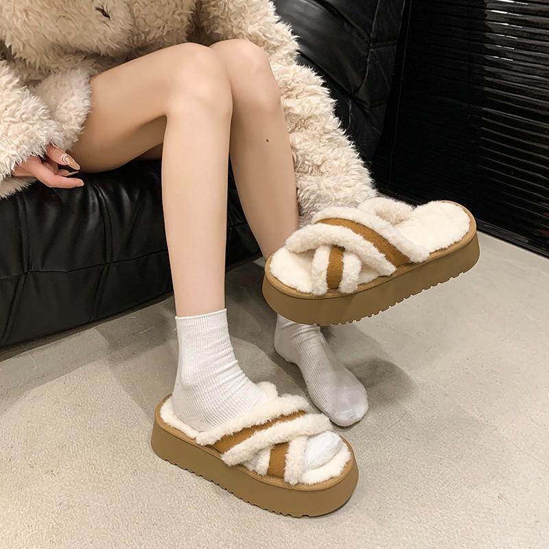 

Модные шлепанцы на платформе с перекрестными ремешками из коровьей замши, хлопковые, для мытья пола, модные, с круглым носком и открытым носком, на танкетке, нескользящие, износостойкие 40 хаки