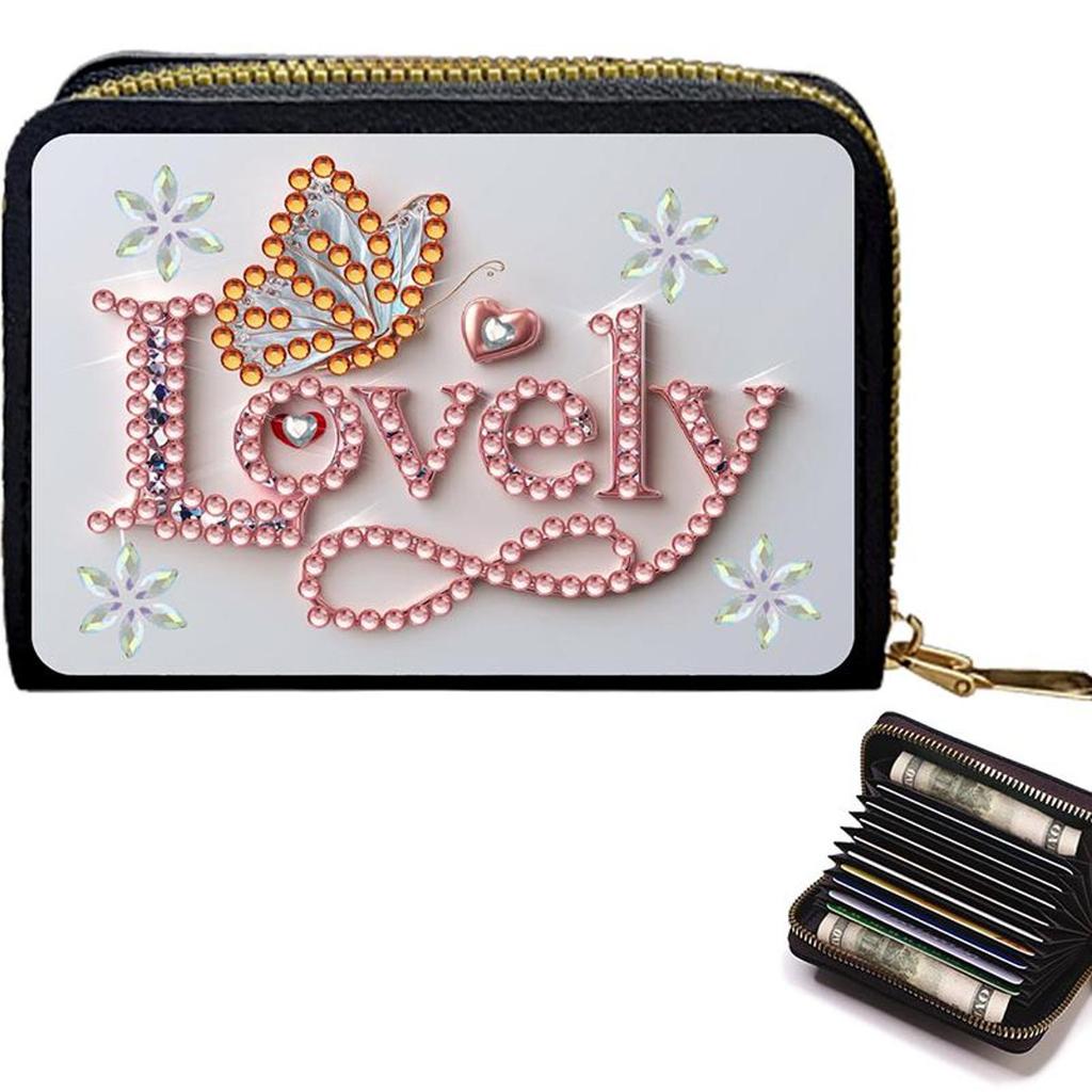 5D Diamond Painting Art Portable Card Bag Zipper Closure Diamond Painting Fashion Card Holder Coin Purse