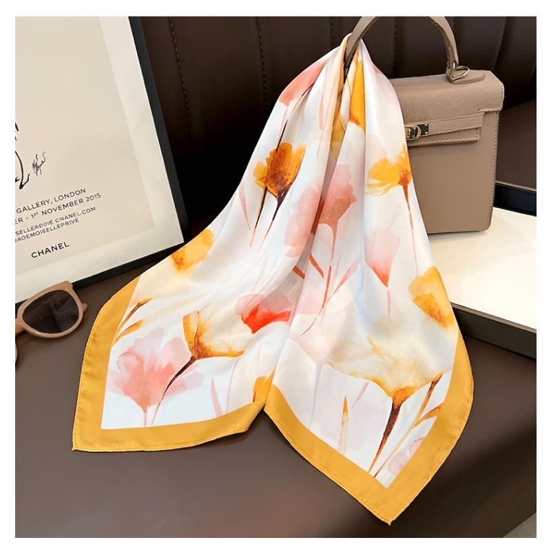 Women S Floral Print Square Scarf Spring Summer Decorative Neck Scarf Elegant Luxury Lightweight