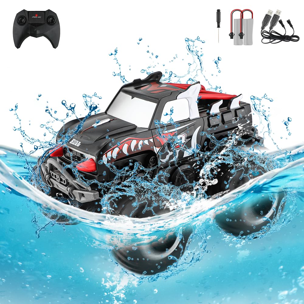 FlyCreat Amphibious Remote Control Car Wireless Ages Elementary Middle Japanese Instructions Included - 360-Degree Rotation, 2.4GHz Control, 4WD,