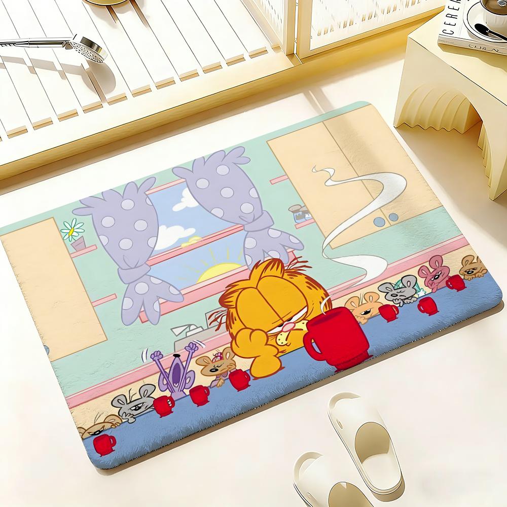 KWaii Anime G-Garfield Floor Mat Bedroom Living Room Flannel Door Mat Non-Slip Home Decor