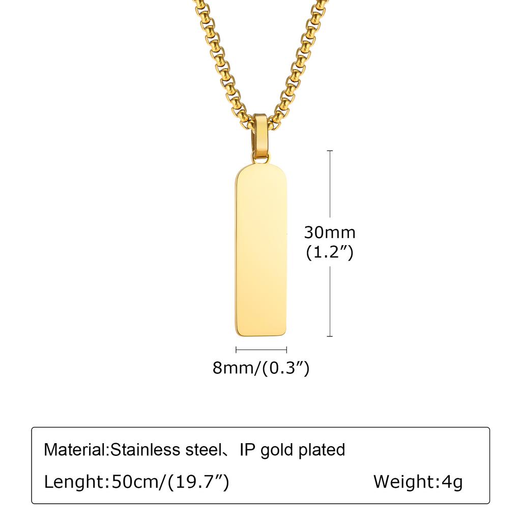 Initial Bar Mens Necklaces,Stainless Steel Vertical Geometric Pendant Collar with A-Z Letters,Casual Personalited Gift for Him