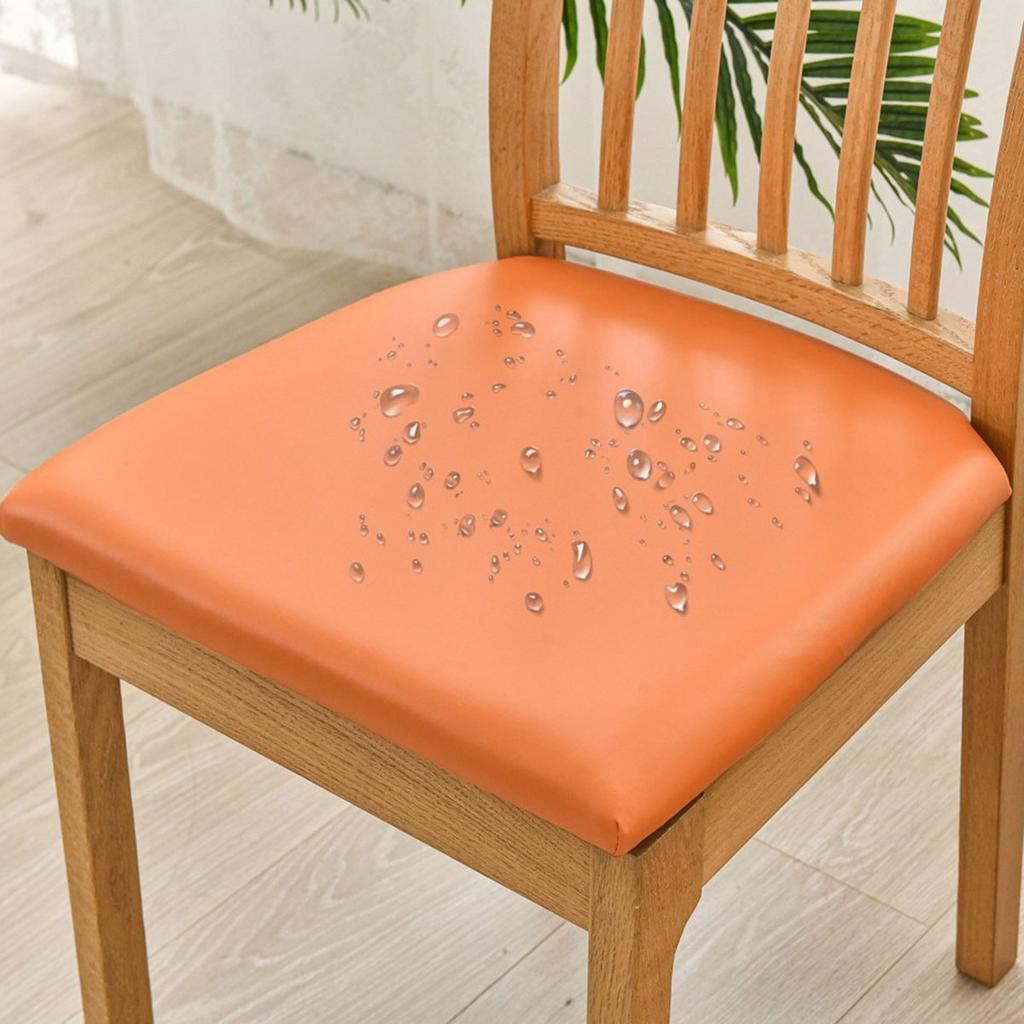 Waterproof PU Chair Cushion Cover For Kitchen Dining Room Leather Seat Cover Dining Room Chair Seat Cushion Cover Solid Color