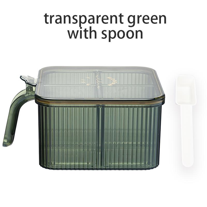 

Kitchen Spice Seasoning Box Separate Salt Pepper Storage with Spoon Sugar Container Organizer Tool