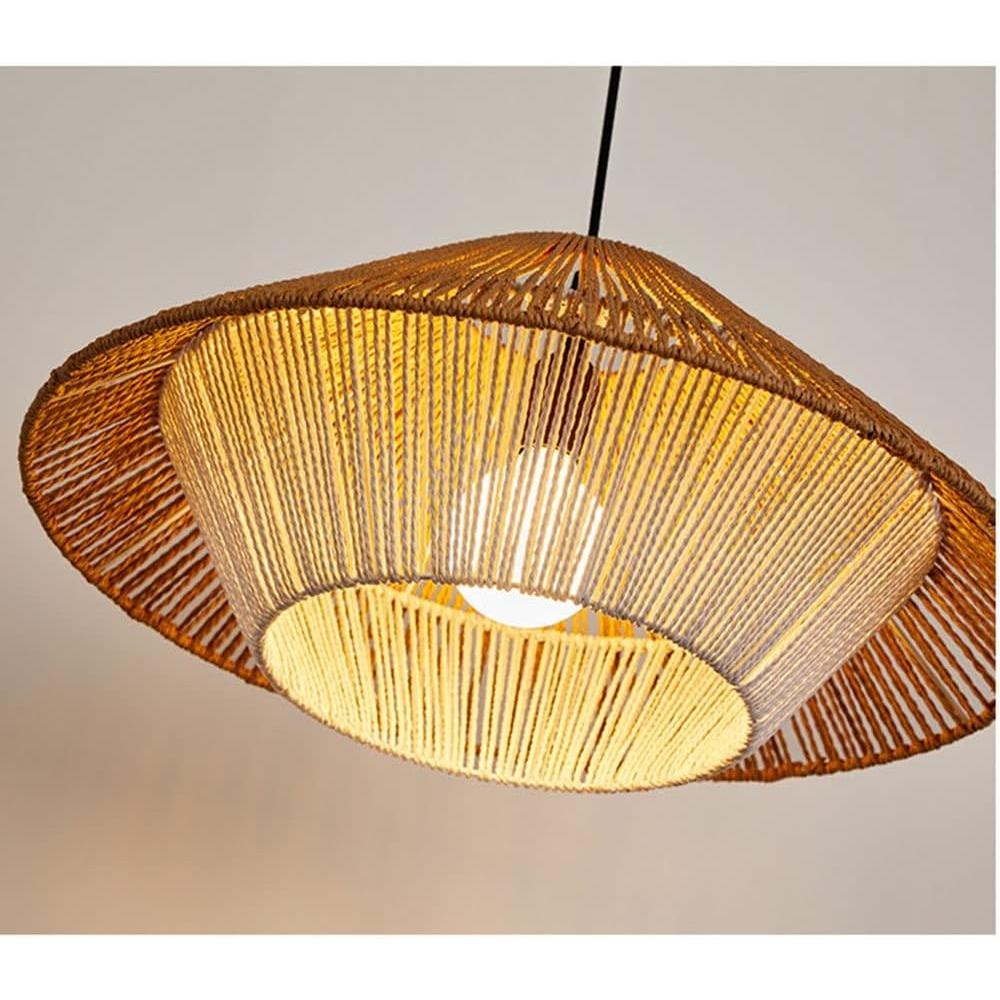 JOYINLED Boho Rattan Chandelier Japanese Wabi Sabi Woven Pendant Light 50CM For Restaurant Kitchen Living Dining Room Home Lamp