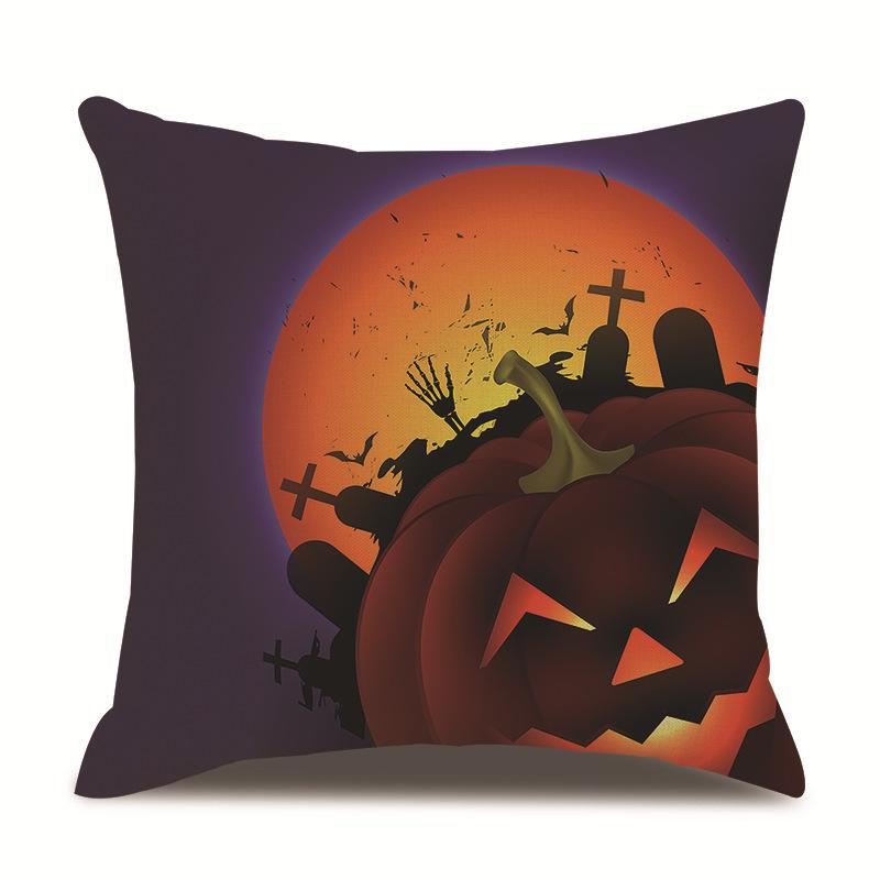 Halloween Linen Pillow Cover Printed Pillow Cover