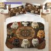 Kätzchenmuster Bettwäsche Steppdecke Set Bettbezug Kissenbezug Heimdekoration Geburtstagsgeschenk (1 Bettbezug + 2 Kissenbezüge, ohne Füllung)