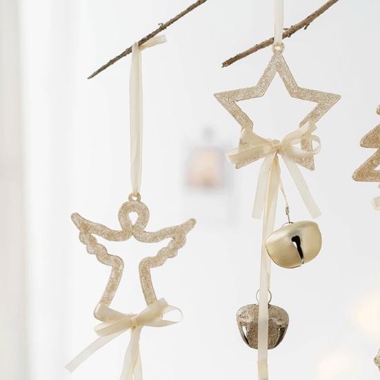 Christmas Pendant Decorative Star Bell Hanging Decoration Festive Atmosphere Indoor Outdoor Holiday Decor