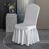 Solid Color Thicken Elastic Pleated Hem Dining Chair Cover Non-slip Slipcover Light Luxury Banquet Chair Cover Hotel Decor