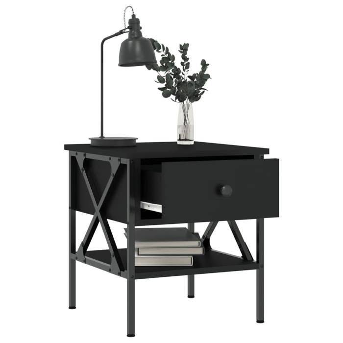 Table de chevet - Maison Exclusive - Noir - Bois d'ingénierie - 40x42x45 cm
