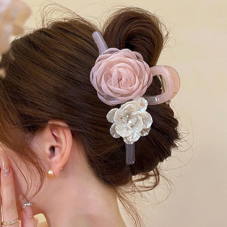 2025 Šik Květinová Spona do Vlasů ze Síťoviny pro Ženy