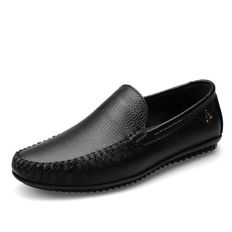 Spring and Summer Men's Casual Leather Shoes Medium and Old Large Size Doudou Shoes Comfortable Leather Soft Sole Soft Surface Leather Dad Shoes