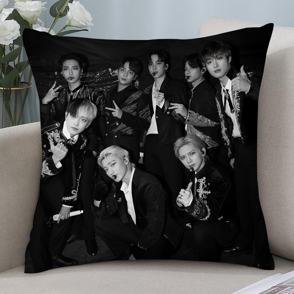 Kpop A-AteezS Pillow Case Short Plush Pillow Covers Sofa Decorative Gift Home Double-sided Printing Cushion Cover