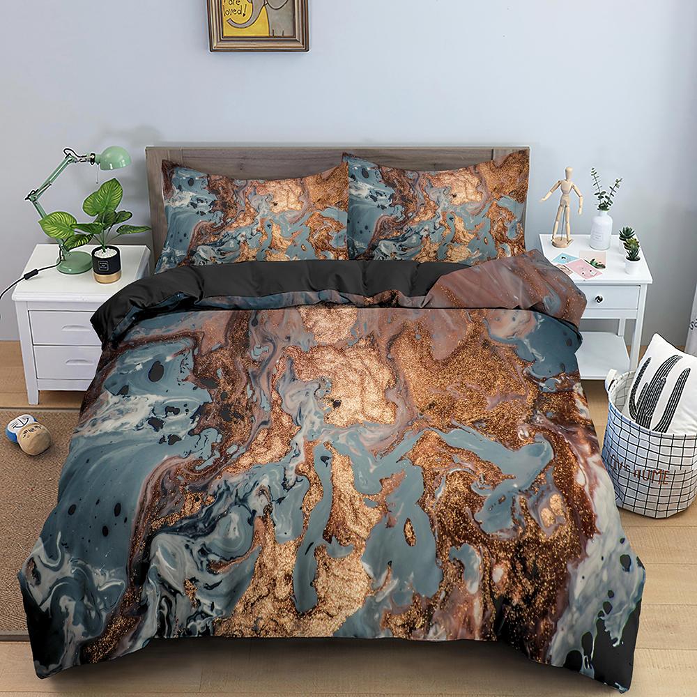 Marble Bedding Set Colorful Marbled Printed Duvet Cover Set Polyester Quilt Cover Bedclothes With Zipper Closure Home Textile