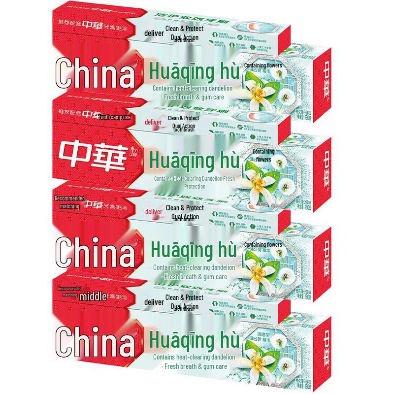 Набор зубной пасты и зубной щетки Zhonghua Huaqinghu с ароматом апельсинового цвета и одуванчика