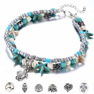 Women Starfish Beaded Pendant Ankle Bracelet Foot Chain Beach Jewelry