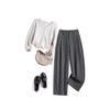 Mulberry Silk Wool Wide-Leg High Waist Pants for Women - Autumn/Winter Casual Drape with Velvet Lining.