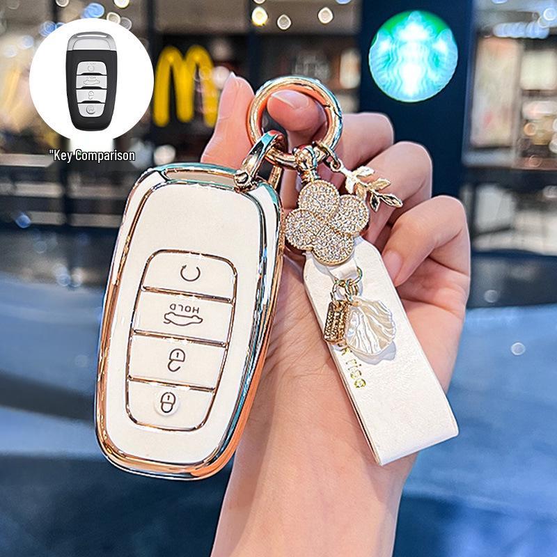 Premium Key Cover for Hongqi H5, HS5, H6, HS3, H9, HS6, EQM5, HS7 - Elegant Car Shell Buckle