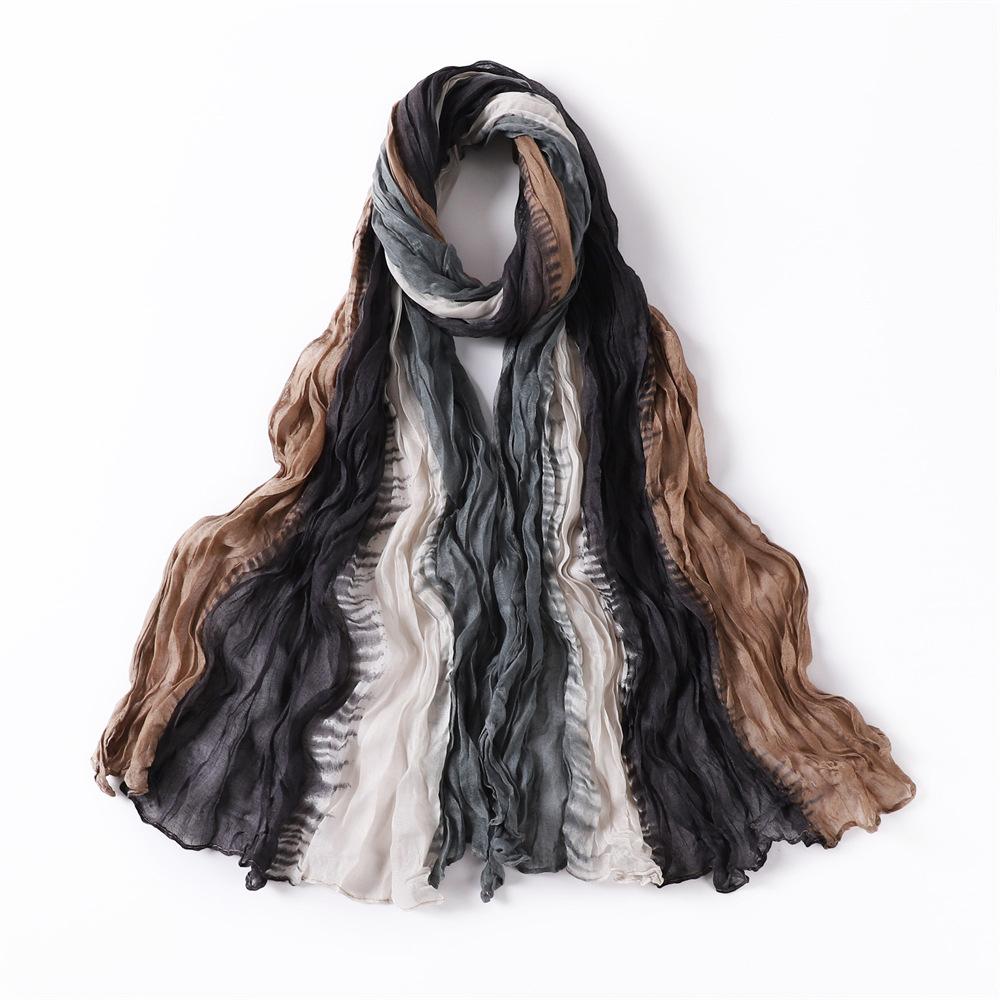 Gradient Voile Crumpled Scarves New Women Scarf Girls Soft Sunscreen Outdoor Breathable Thin Shawl Summer Female Wrap Shawls