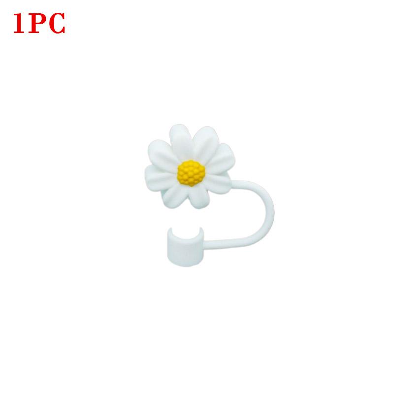 10PCS Silicone Straw Covers Cap Compatible with Stanley 30&40Oz Cup10mm Cute Flower Straw Toppers,Reusable Dust-Proof Straw Caps