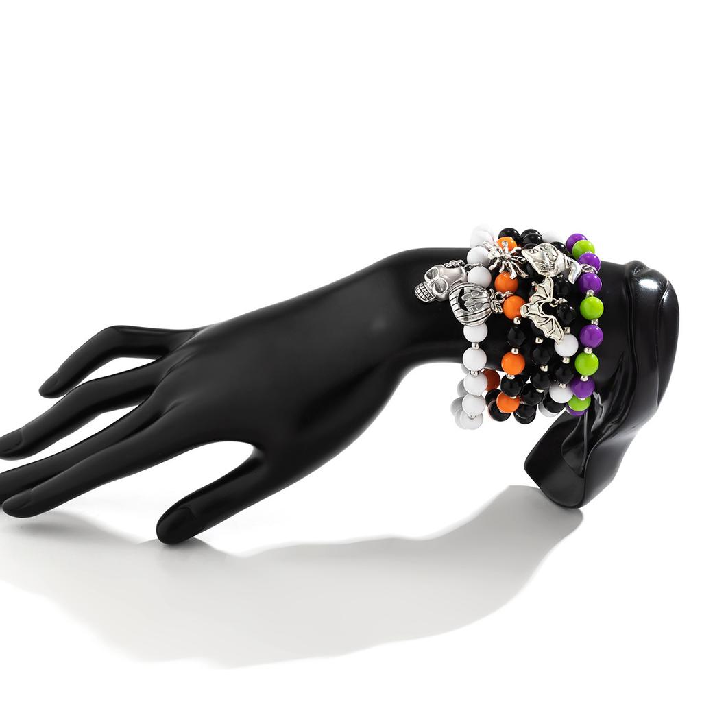 Halloween Skull Pumpkin Bracelet Set Dark Witch Spider Mixed Color Beaded Funny Bracelet