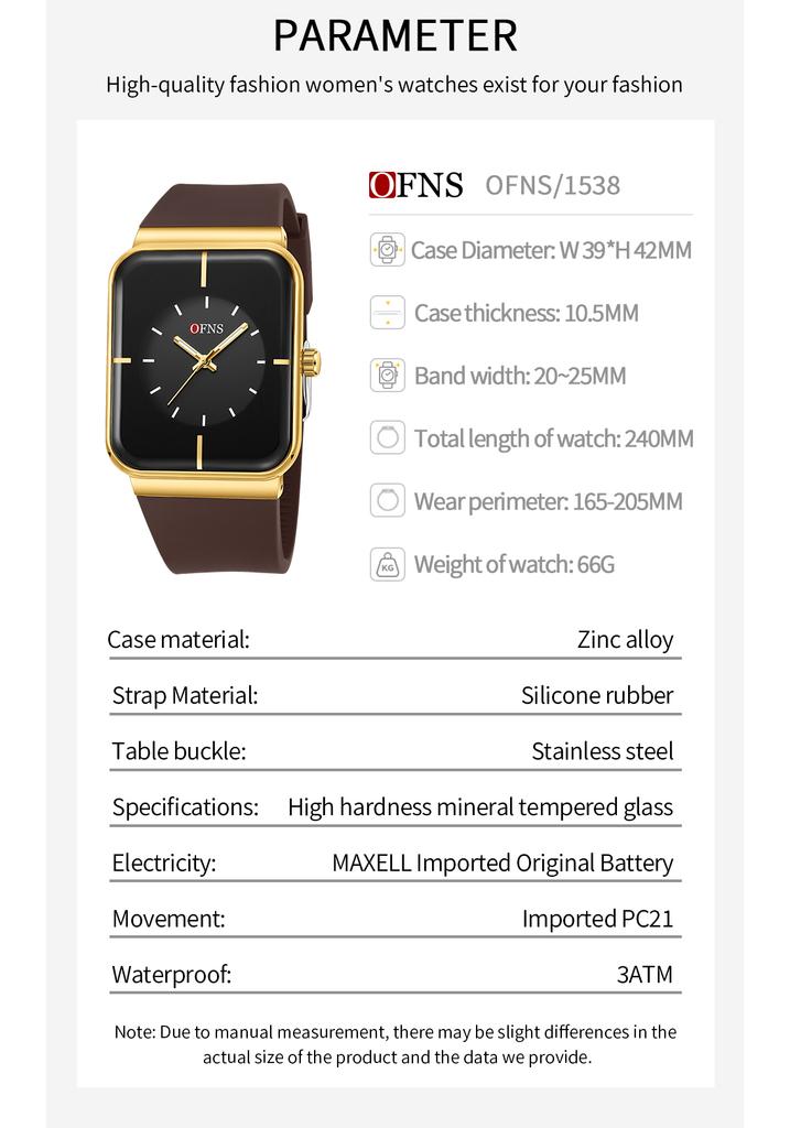 Fashion Ofns 1538 Sport Men Women Watch Top Brand Luxury Business Waterproof Male Clock Quartz Original Lady Wristwatch Gift