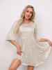New Style Trendy Solid Loose Waist Short Sleeve Mini Dress Party Evening Sequined Gown