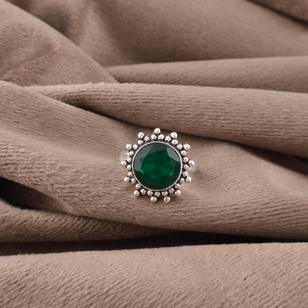 Green Onyx Gemstone Jewelry, 925 Solid Sterling Silver Ring, Handmade Beautiful Silver Ring For Anniversary Gift