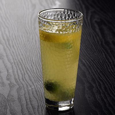 14,5 oz 420 ml Glasbecher mit großem Fassungsvermögen Zitronentee-Wasserbecher Transparenter hitzebeständiger Weinbecher mit Hammermuster Cocktailglas