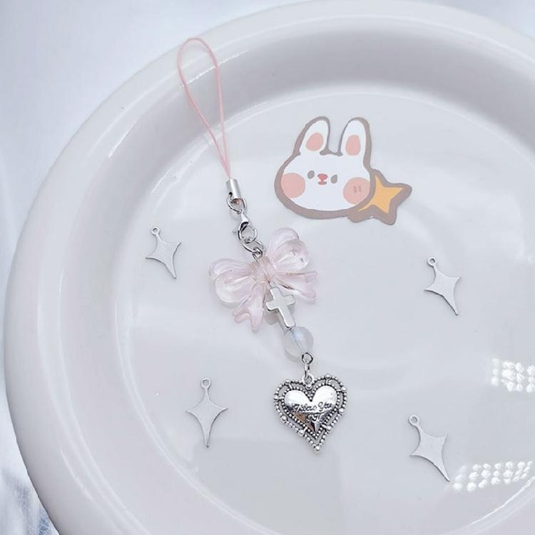 Sweet Cool Bowknot Heart Cross Hanging Pendant Phone Strap Cute Bag Decoration