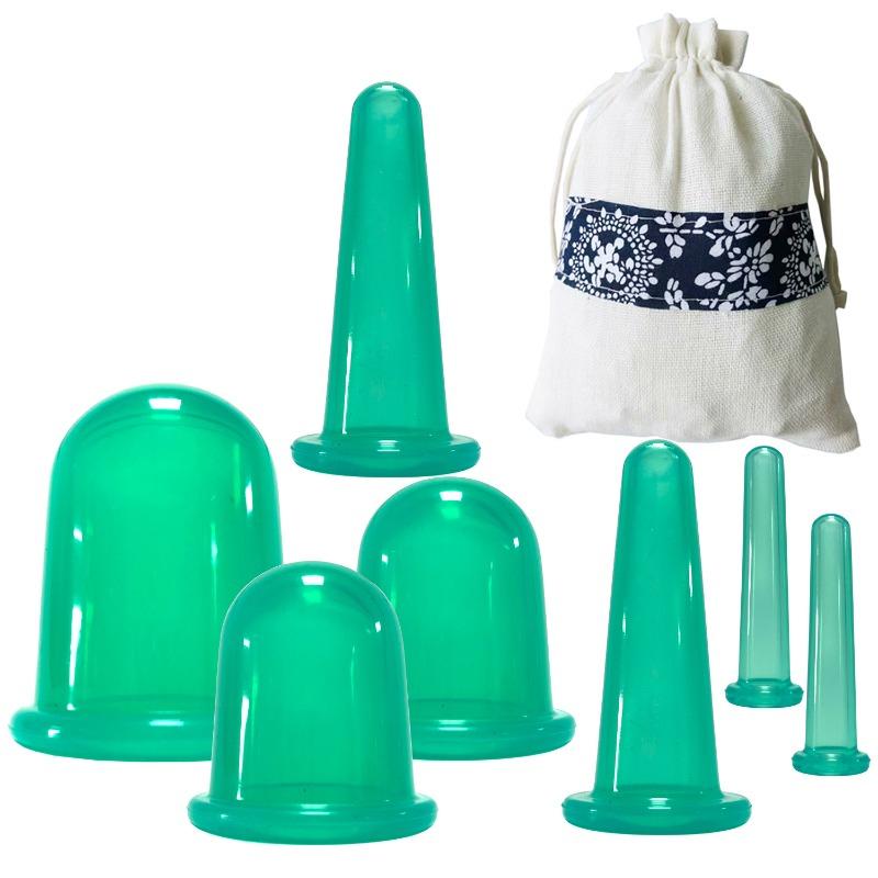 7PCS/Set  Silicone Massage Jars Suction Cup Plastic Dampness Expelling Body Release Pain Vacuum Cans Banks