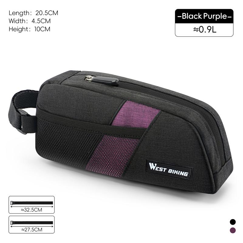 WEST BIKING Bike Top Tube Bag 0.9L Portable Wear Resistant Bicycle Frame Bag 3-Point Strap Stable Cycling Bag Bike Accessories