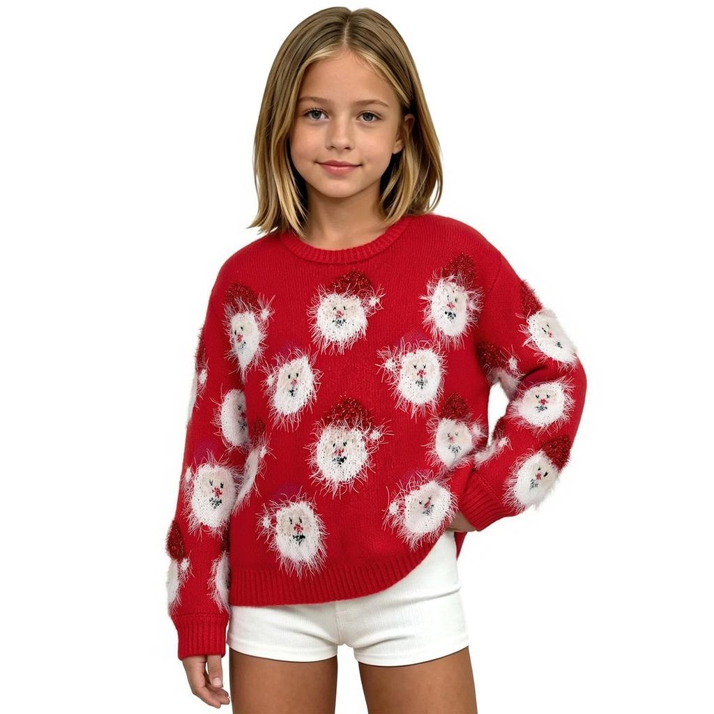 Kids Christmas Pullover Sweater with Graphic Knit Top for Holiday Party