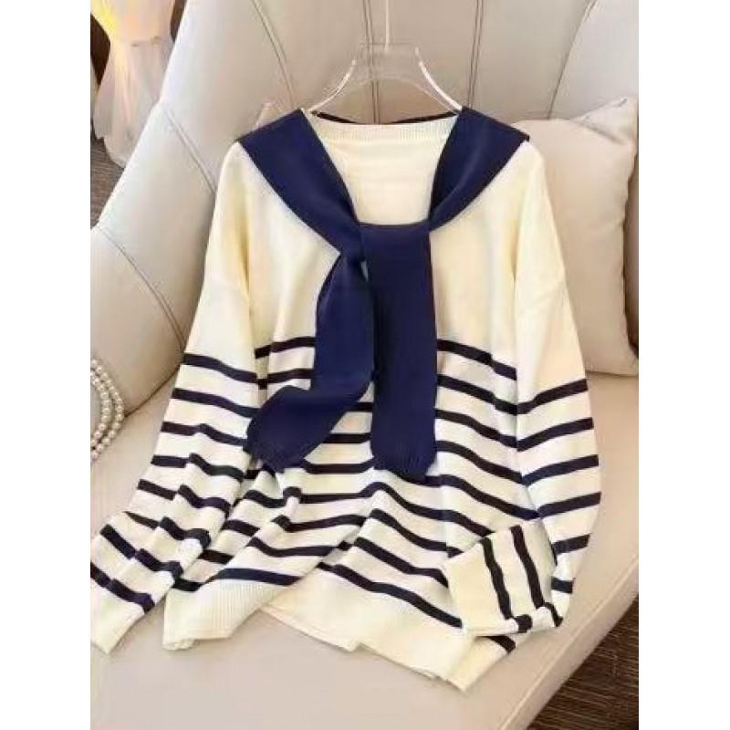 Womens Oversized Striped Knit Sweater Loose Long Sleeve Casual Pullover Cardigan 2025