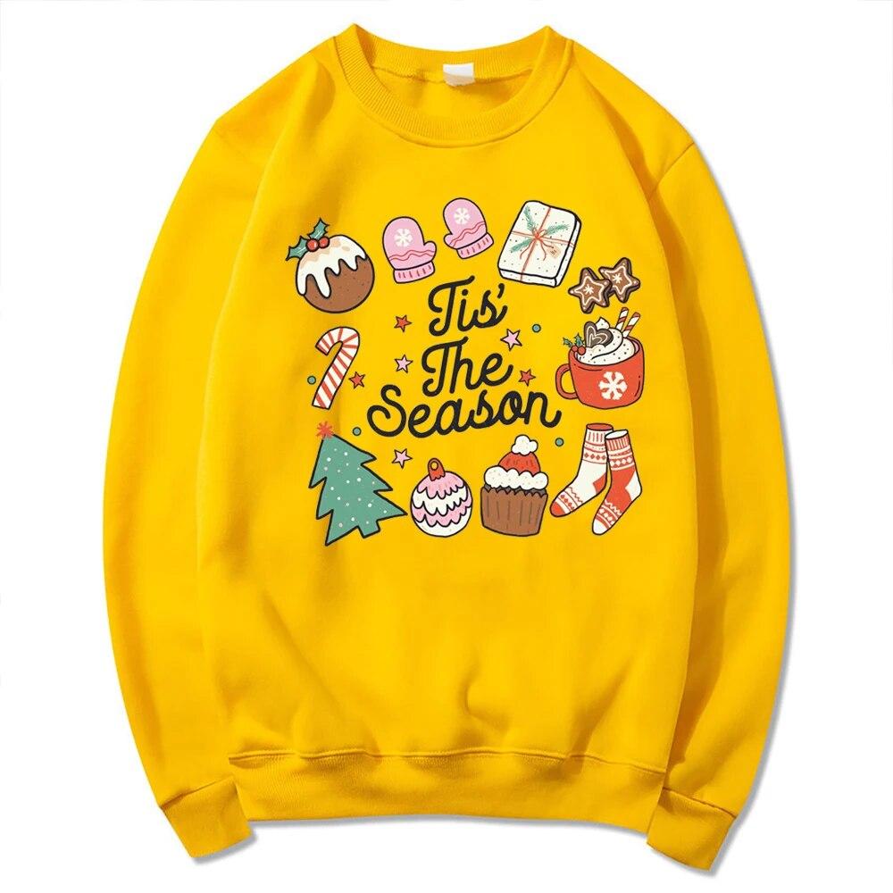

Рождественский свитшот «Tis The Season» Толстовка с капюшоном «Merry Christmas» Одинаковый праздничный свитер для всей семьи Винтаж Санта Поллувер Рождественский подарок Толстовка унисекс 3XL