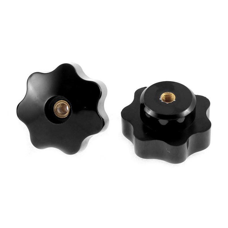 2 piezas de 10 mm Di/ámetro de la rosca hembra del tornillo en el tipo de estrella Perillas Negro