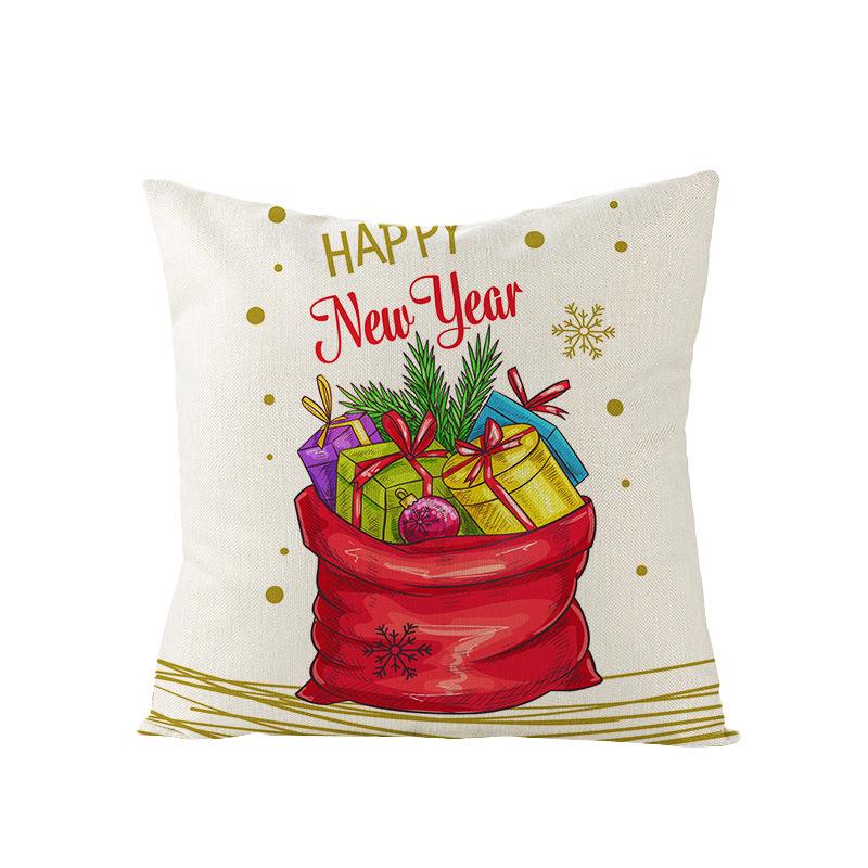 Home Polyester Pillow Cover Cartoon Digital Print Christmas Cushion Cover Living Room Sofa Cushion Cover