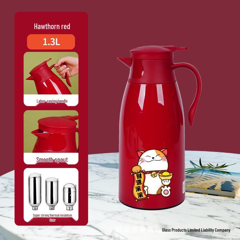 Large Capacity Cat Thermos with Glass Liner - Insulated Kettle for Home and Dorm Use