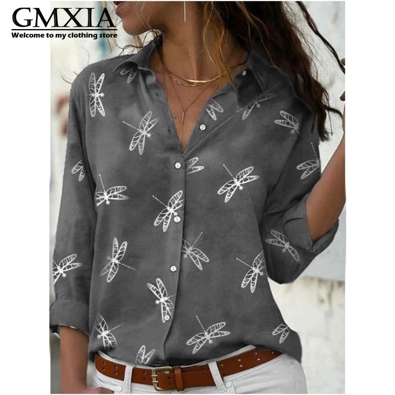 GMXIA 38 Color Women's Fashion Casual Long Sleeve POLO Neck Leisure Blouses & Shirts